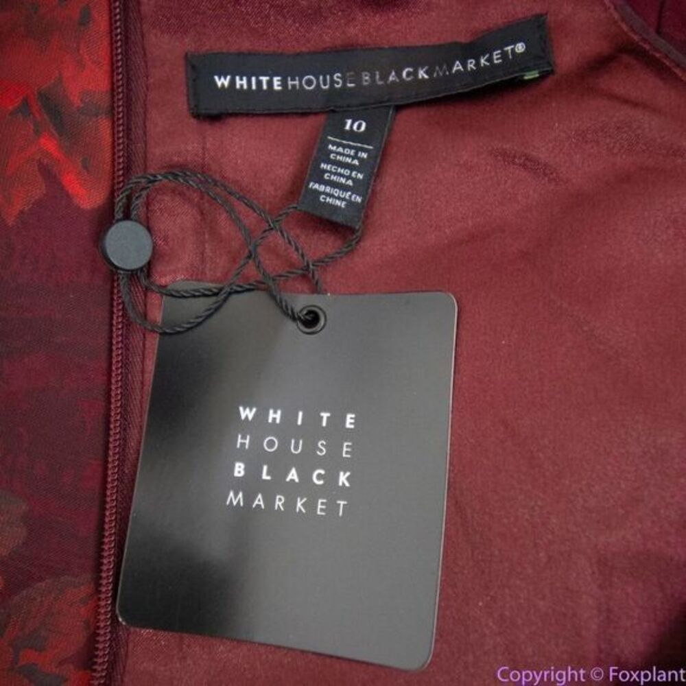 NEW White House Black Market Red Floral-Jacquard Fit-And-Flare Dress - Picture 16 of 16